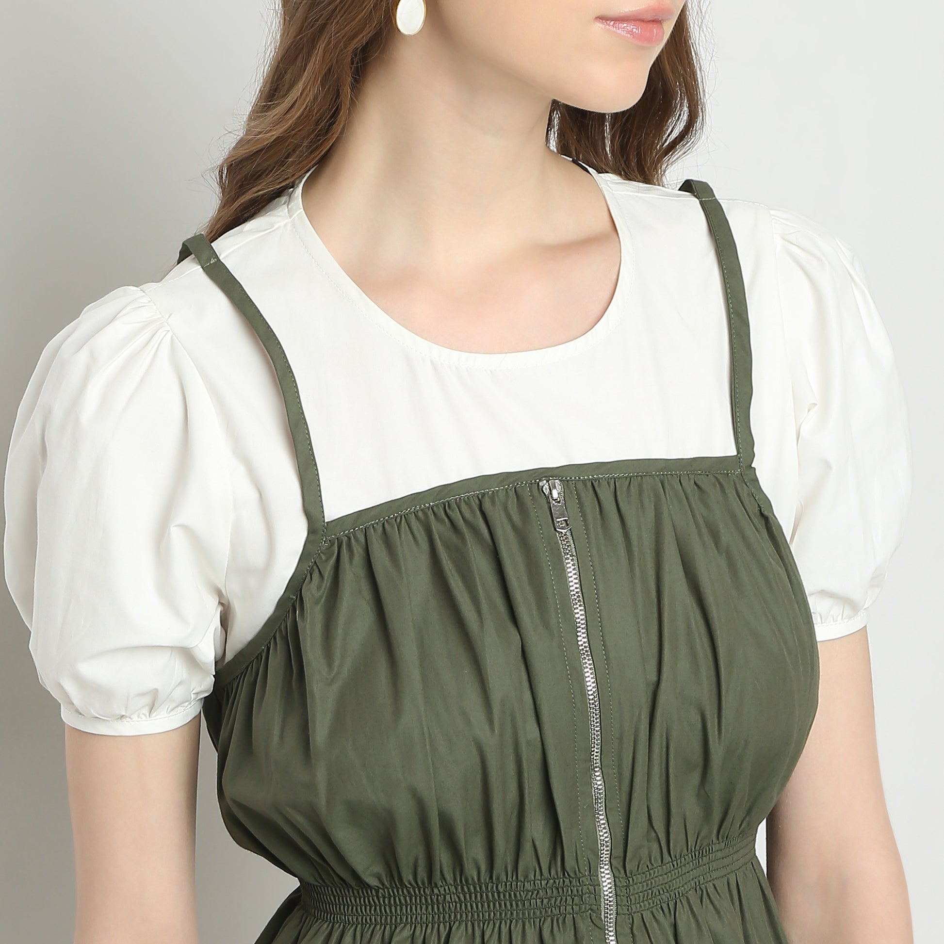 Regular Fit Solid Square Neck Dress