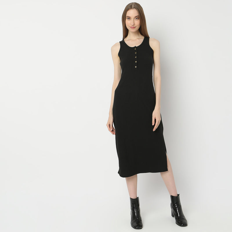 Slim Fit Solid Dress