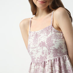 Flare Fit Printed Square Neck Dress