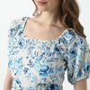 Flare Fit Printed Square Neck Dress