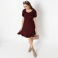 Flare Fit Solid Sweetheart Neck Dress