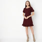 Flare Fit Solid Sweetheart Neck Dress