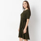 Betty V-Neck Short Dress with Belt Detail At Waist