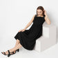 Flare Fit Solid Square Neck Dress