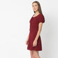 Regular Fit Solid Square Neck Above Knee Dress