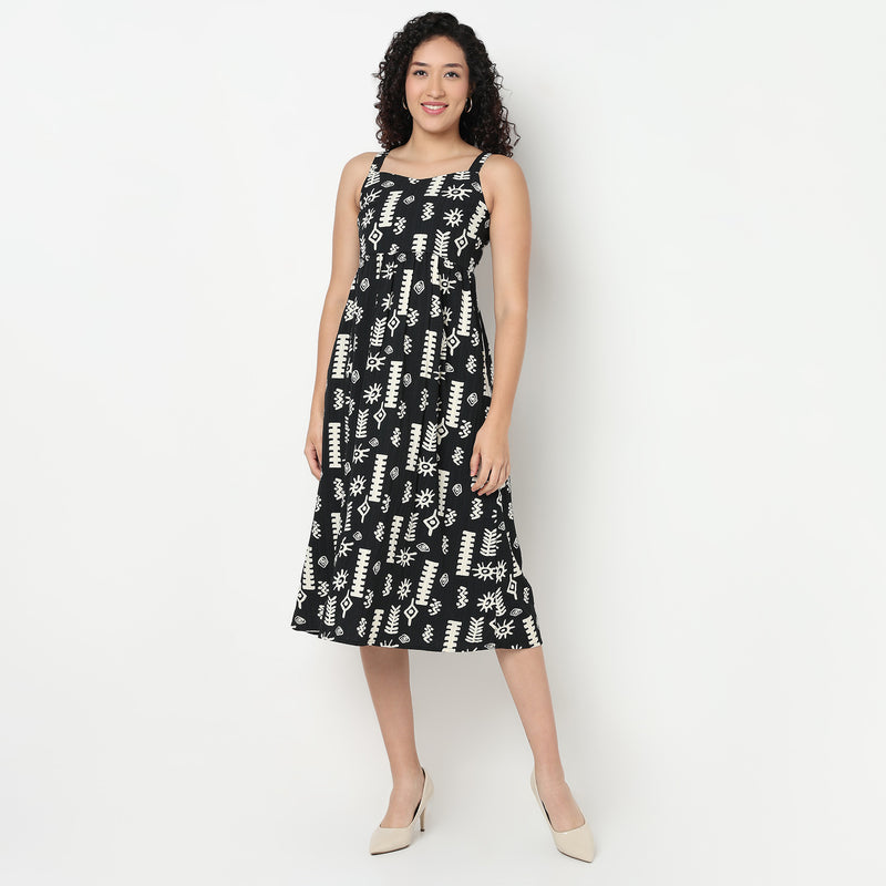 Buy Women Flare Fit Tribal Sleeveless Dress  - Style Union