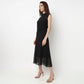 High Neck Mesh Dress With Handkerchief Hem