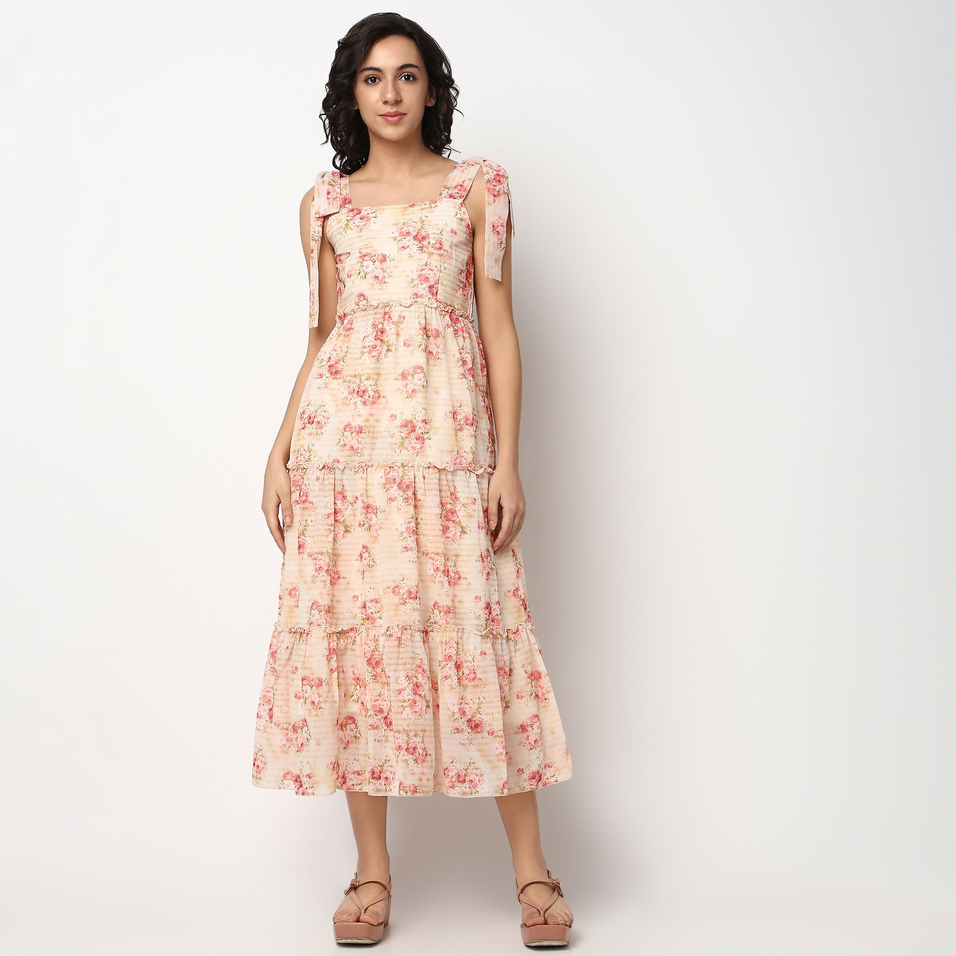 Buy Women Flare Fit Floral Sleeveless Dress  - Style Union
