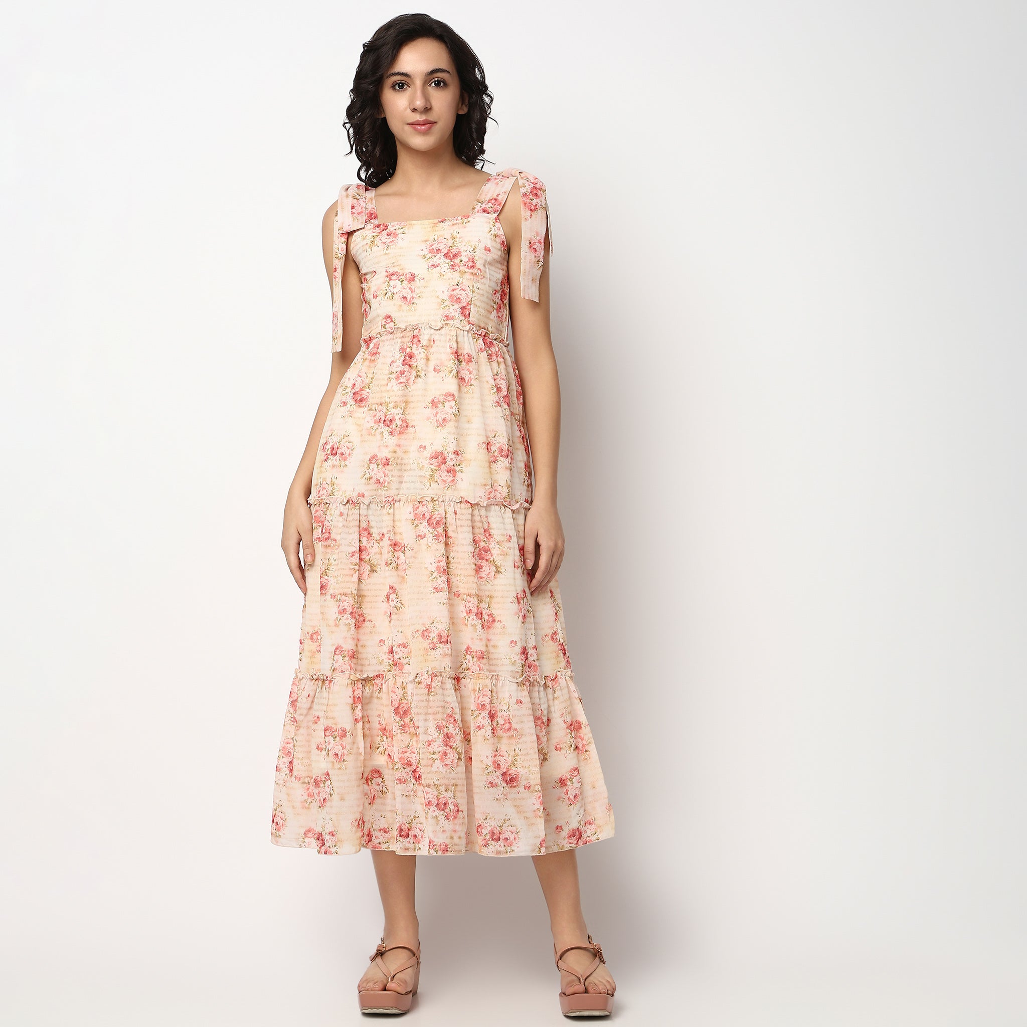Buy Women Flare Fit Floral Sleeveless Dress  - Style Union