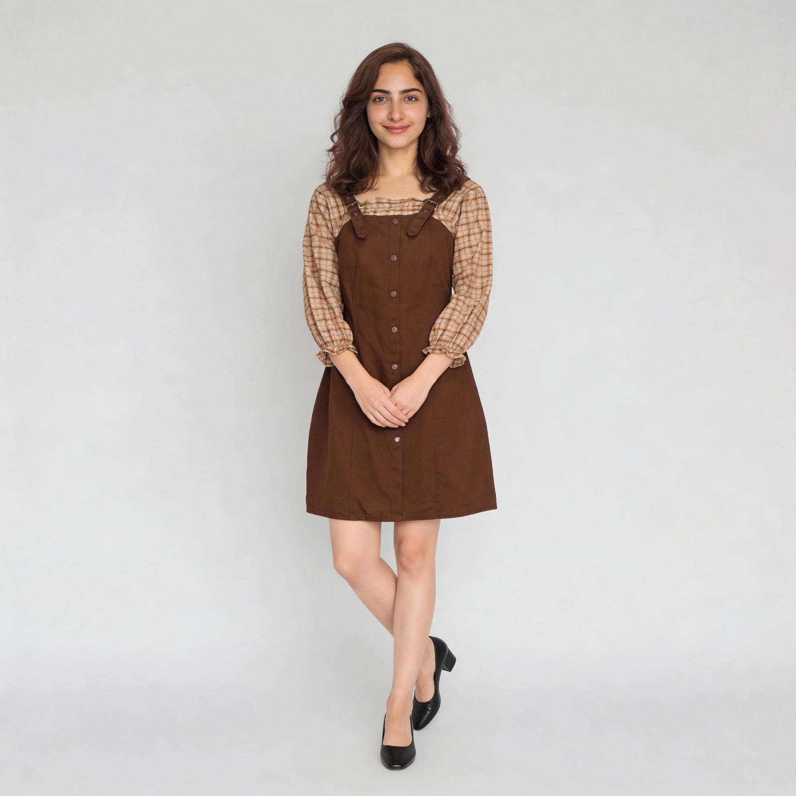 Cotton Solid Full Sleeve Dress