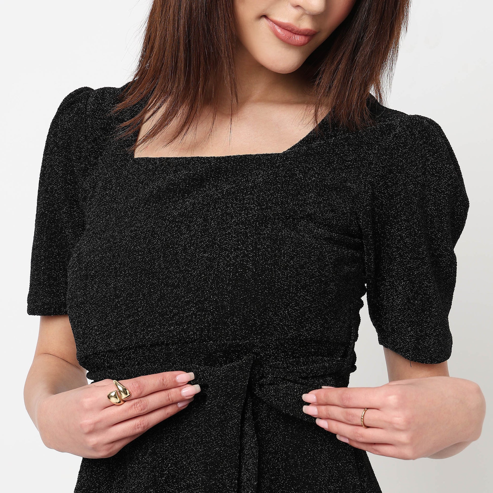 Shimmer Sheath Flared Party Dress