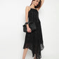 Silver Striped Dress With Rhinestone Strap