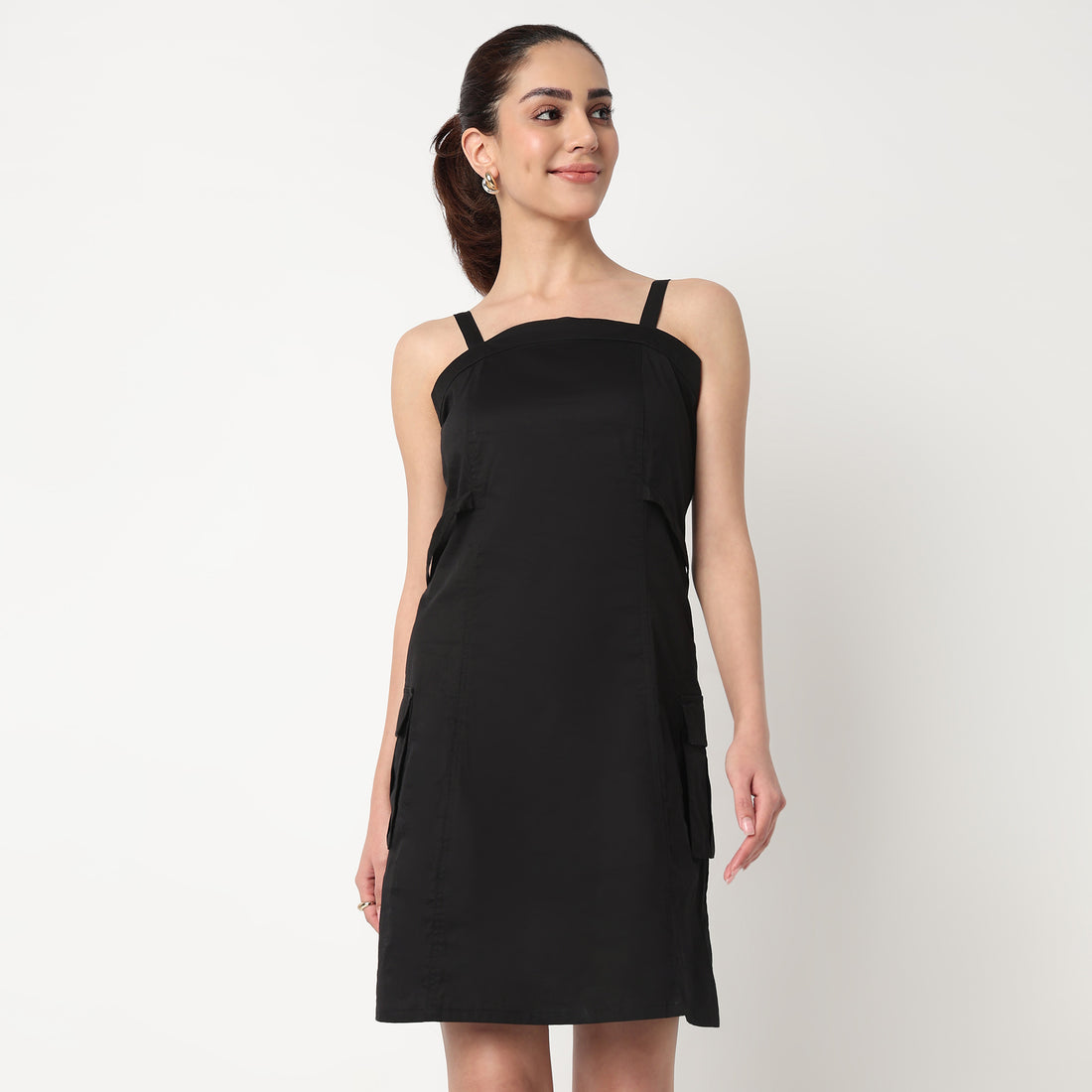 Strapy Utility Dress With Adjusters at Waist and Cargo Pockets
