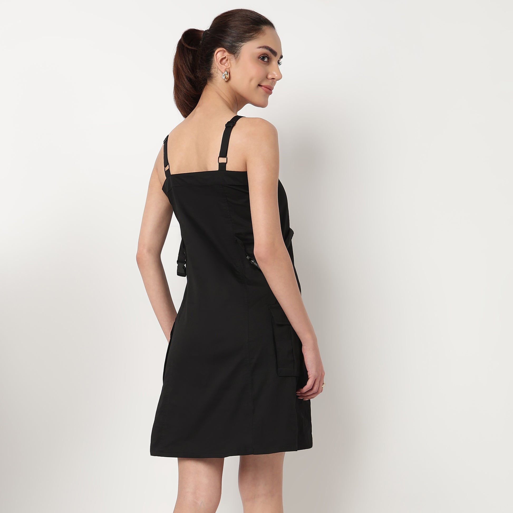 Strapy Utility Dress With Adjusters at Waist and Cargo Pockets