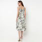 Strapy Midi Dress With Abstract Print