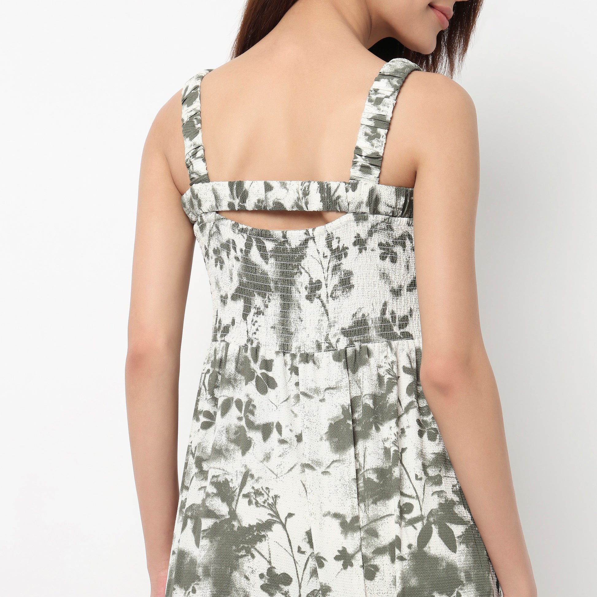 Strapy Midi Dress With Abstract Print