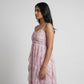 Solid Multi Layered Dress with Printed Fabric