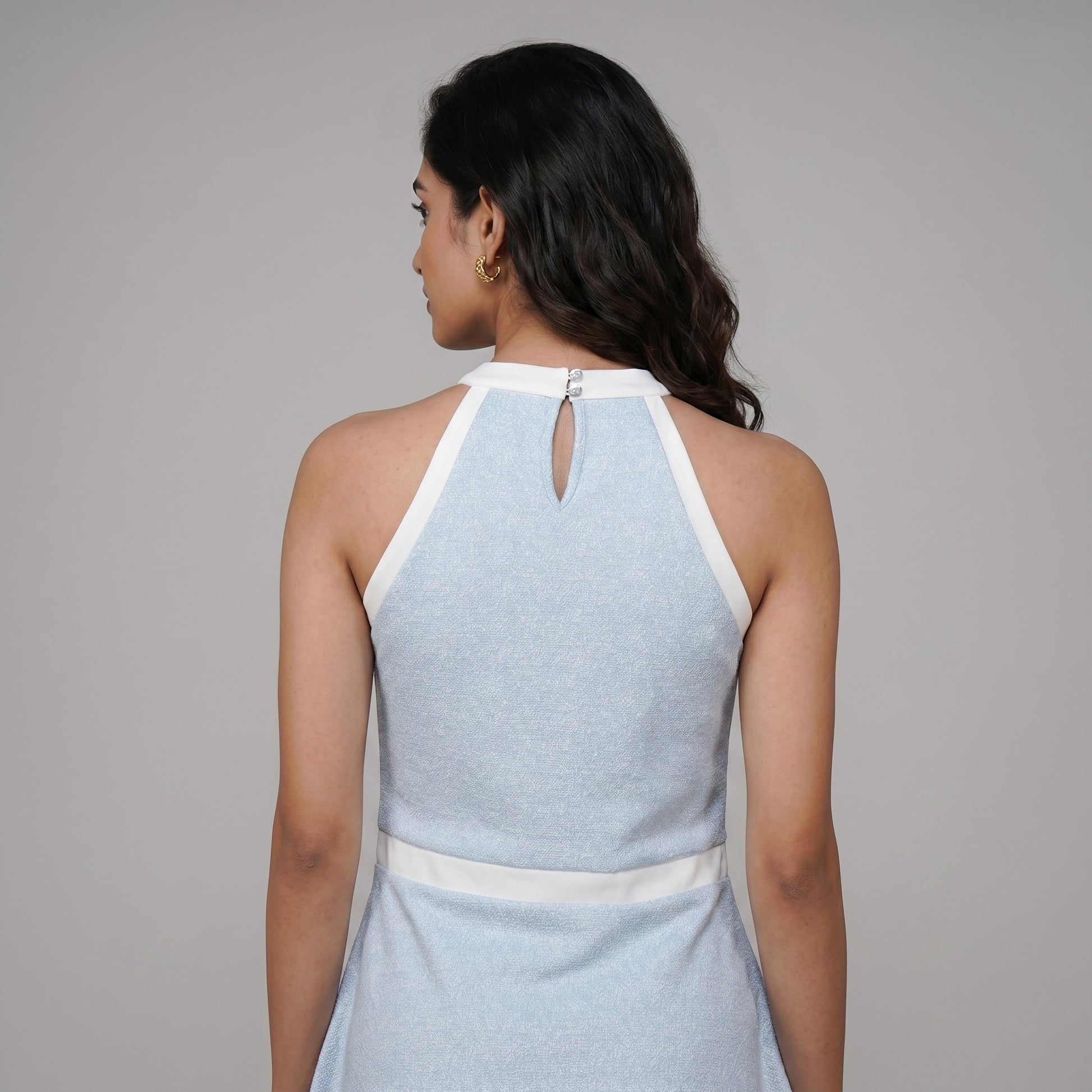 Halter Neck Sleeveless Flared Dress