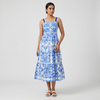 Cotton Printed Strapy Flare Dress