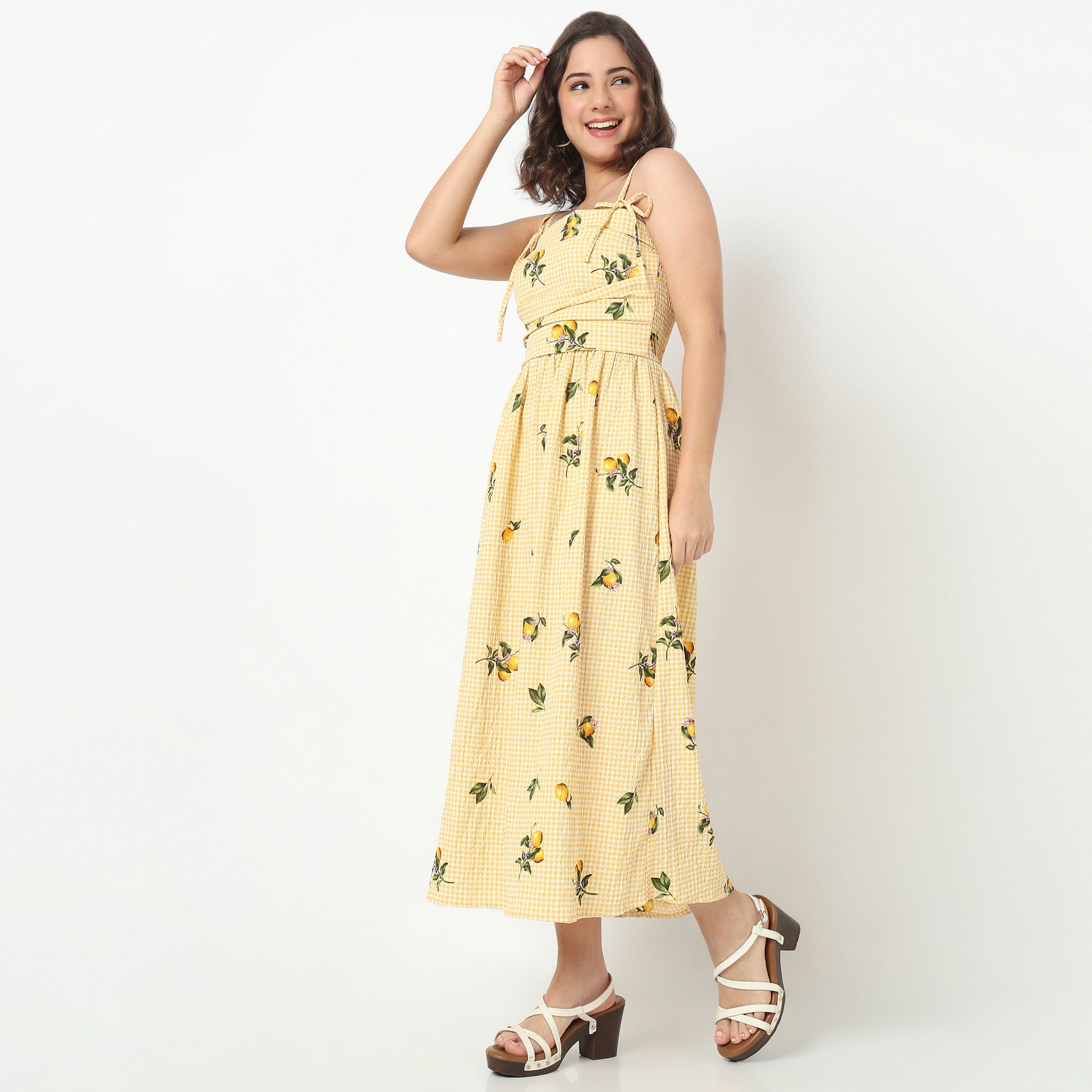 Printed Strappy Flared Dress