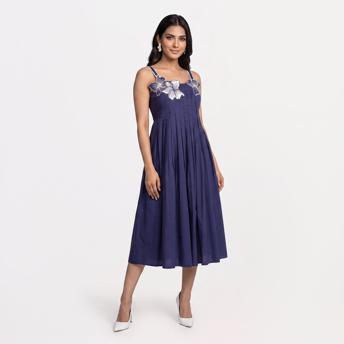 Cotton Solid Flared Dress