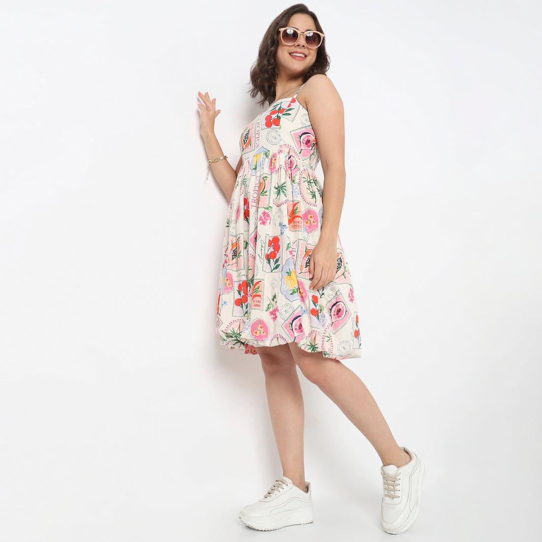 Cotton Printed Flared Dress