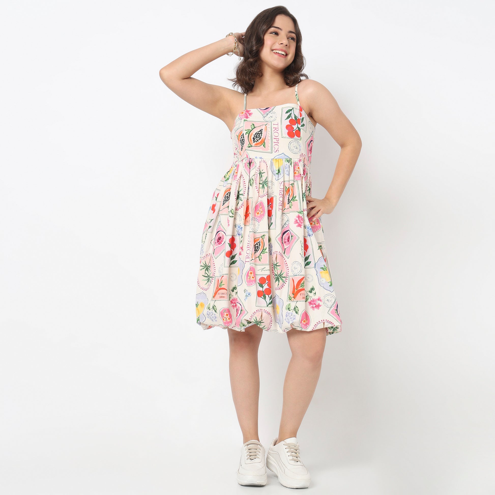 Cotton Printed Flared Dress