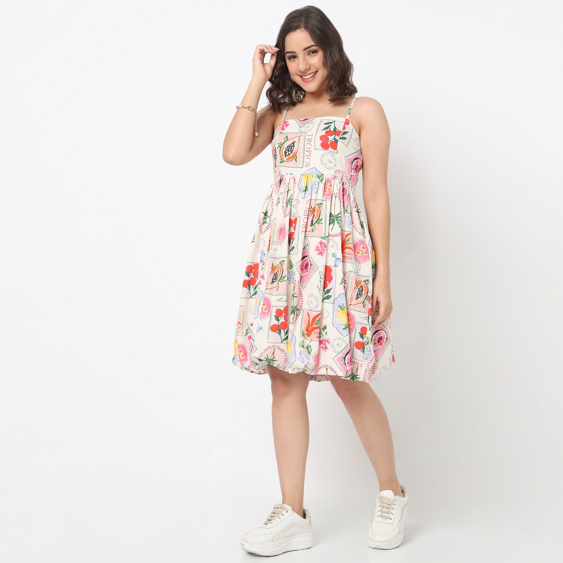 Cotton Printed Flared Dress