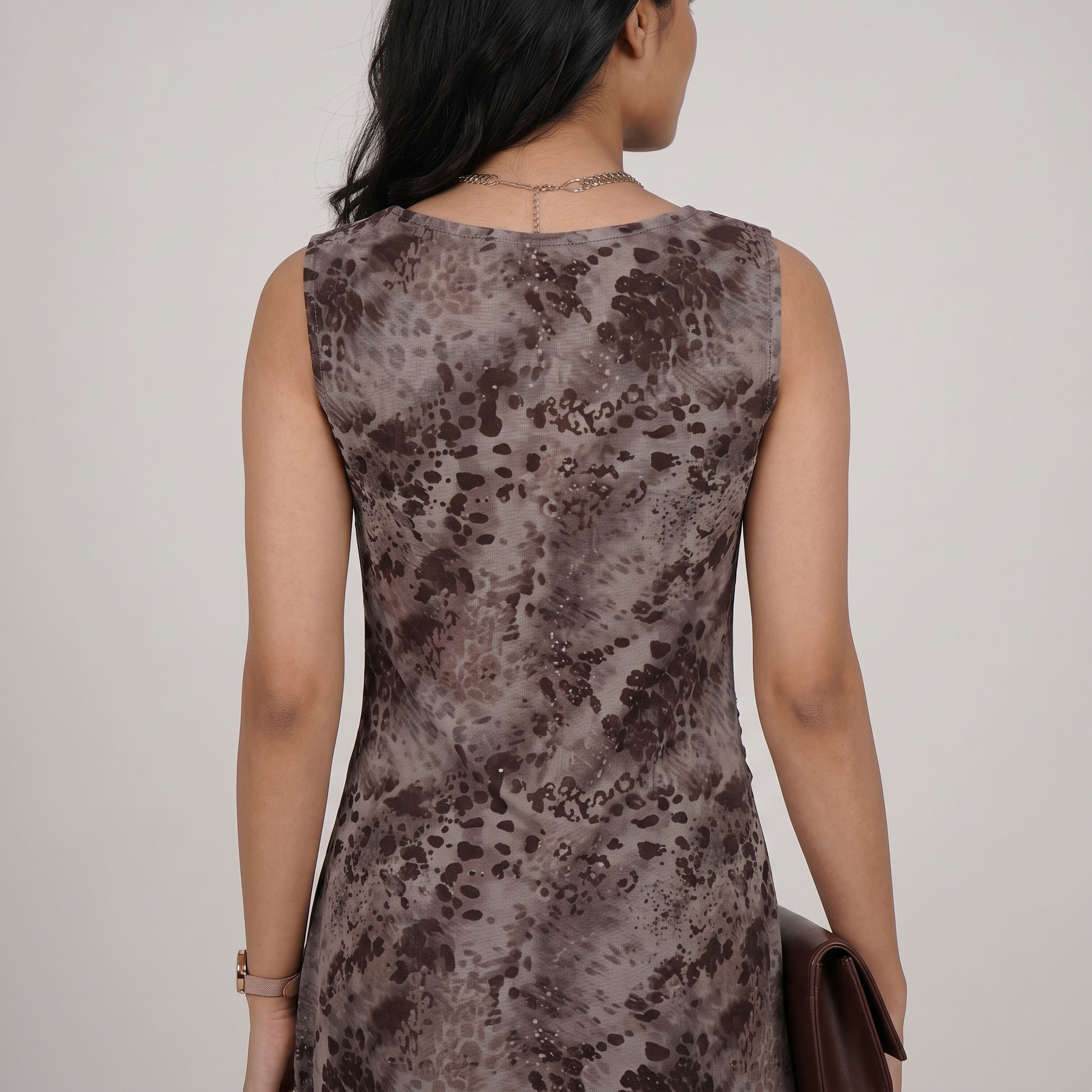 Printed Cowl Neck Slim Fit Dress