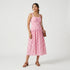 Checked Sweetheart Neck Flared Dress