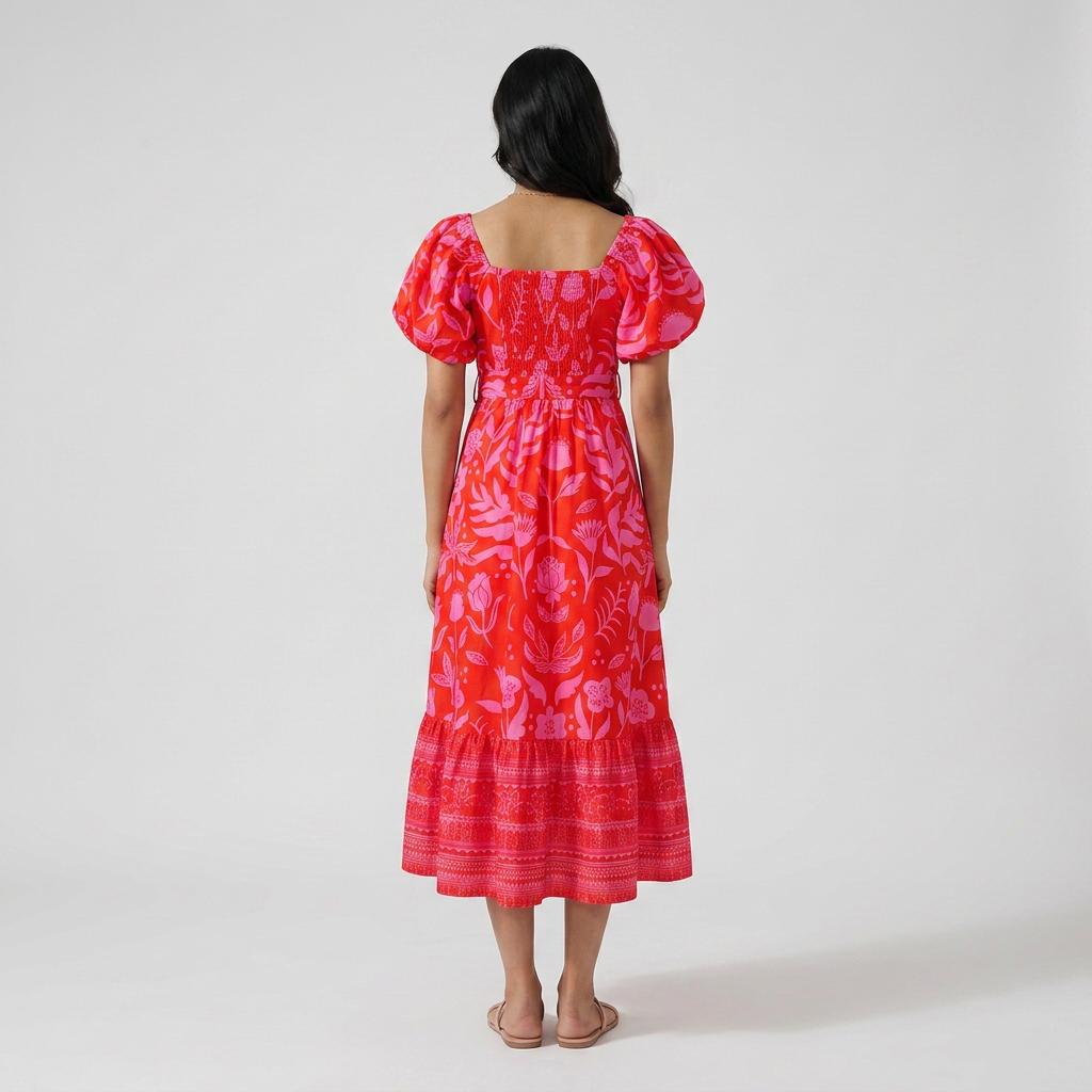 Cotton Printed Flared Dress