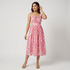 Printed Scoop Neck Flared Dress