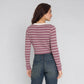 V-Neck Striped Cropped T-Shirt
