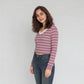 V-Neck Striped Cropped T-Shirt