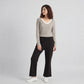 V-Neck Striped Cropped T-Shirt