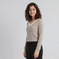 V-Neck Striped Cropped T-Shirt