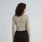 V-Neck Striped Cropped T-Shirt