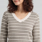 V-Neck Striped Cropped T-Shirt