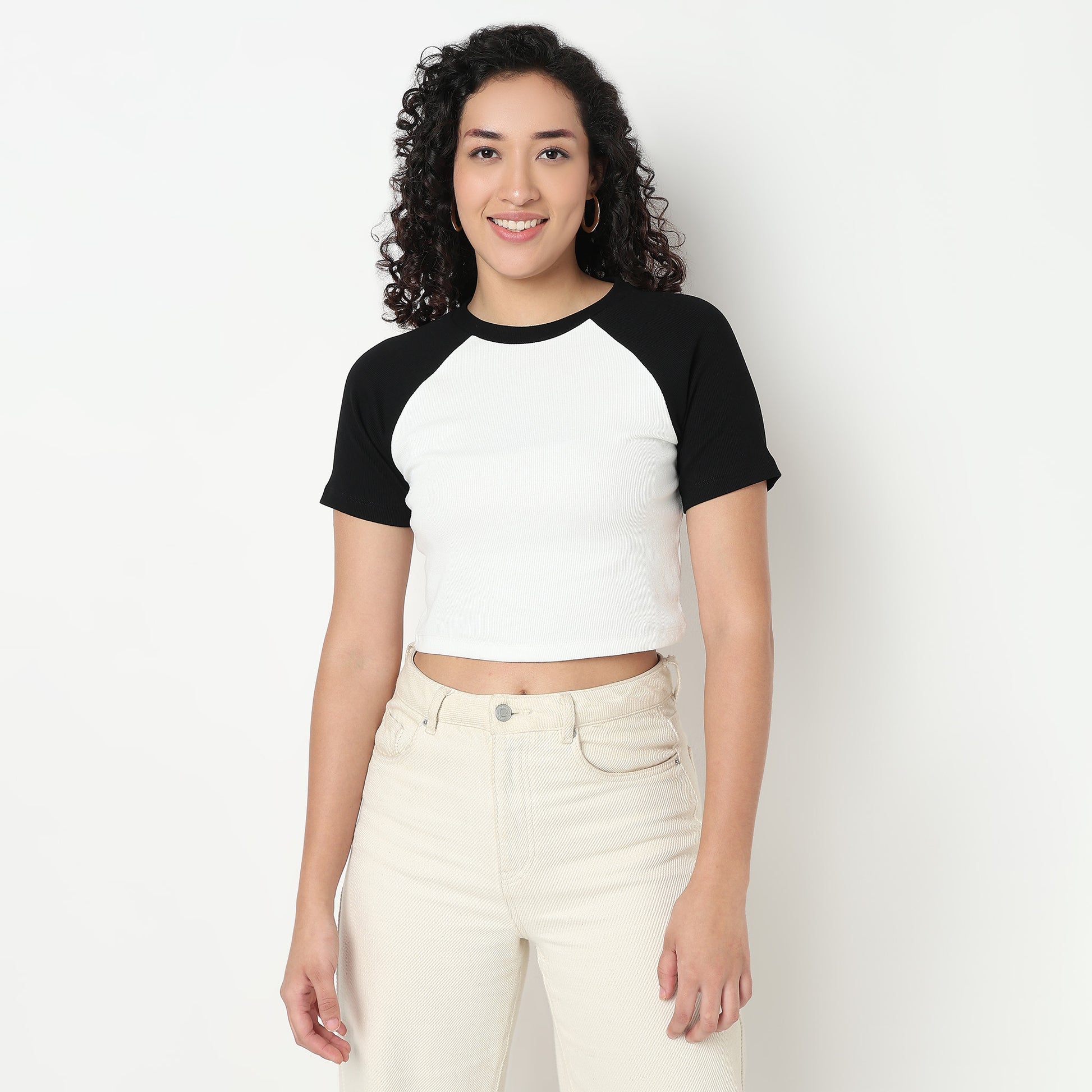 Buy Women Fitted Solid Short Sleeve T-Shirt  - Style Union
