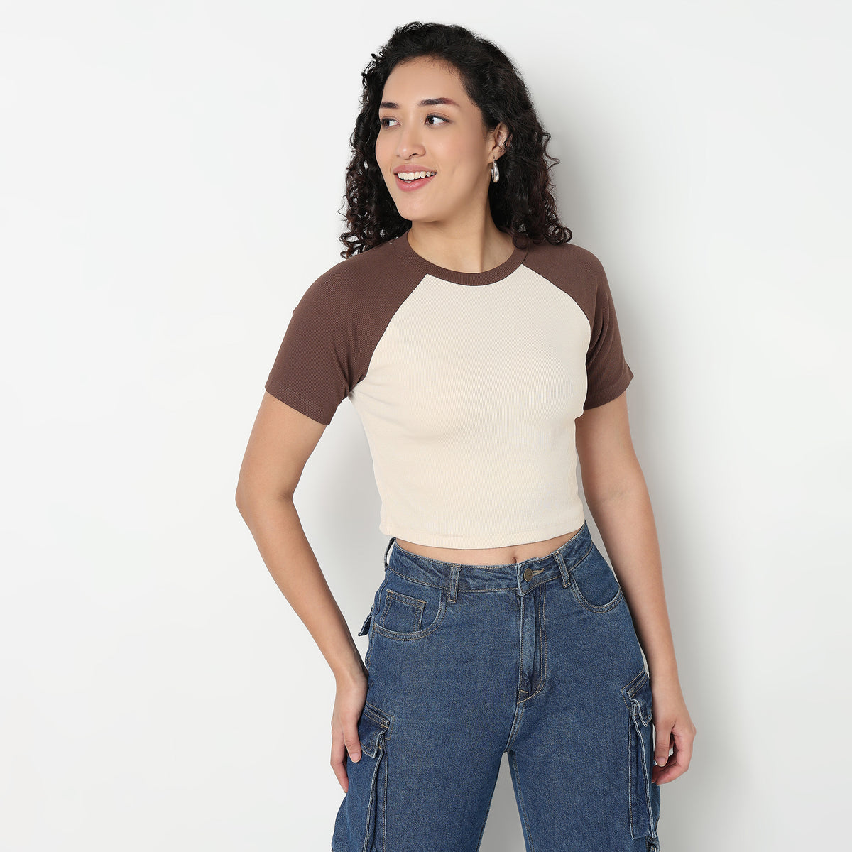 Buy Women Fitted Solid Short Sleeve T-Shirt  - Style Union