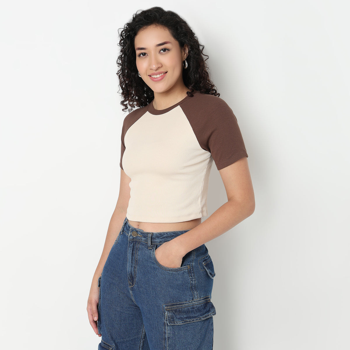 Buy Women Fitted Solid Short Sleeve T-Shirt  - Style Union