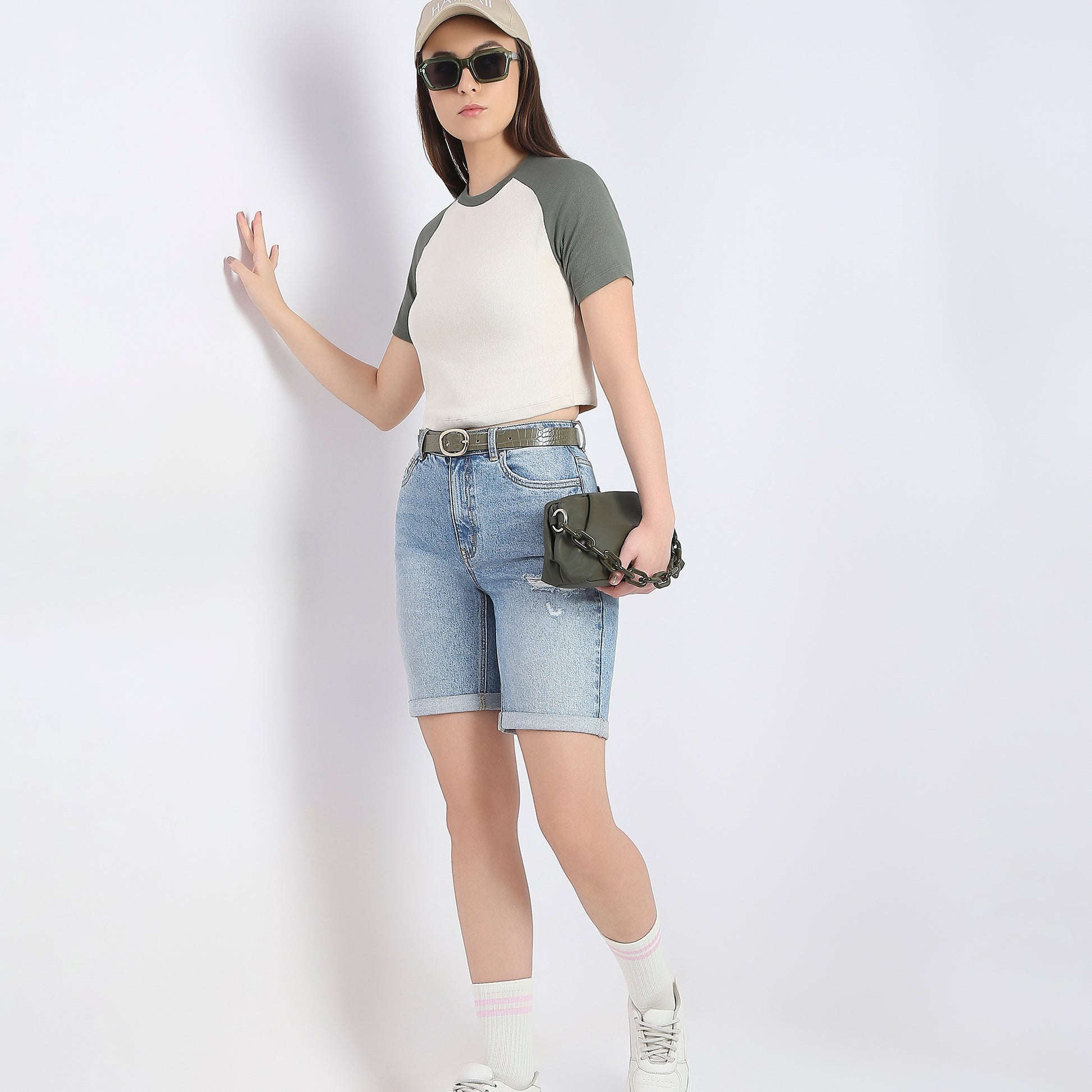 Buy Women Fitted Solid Short Sleeve T-Shirt  - Style Union