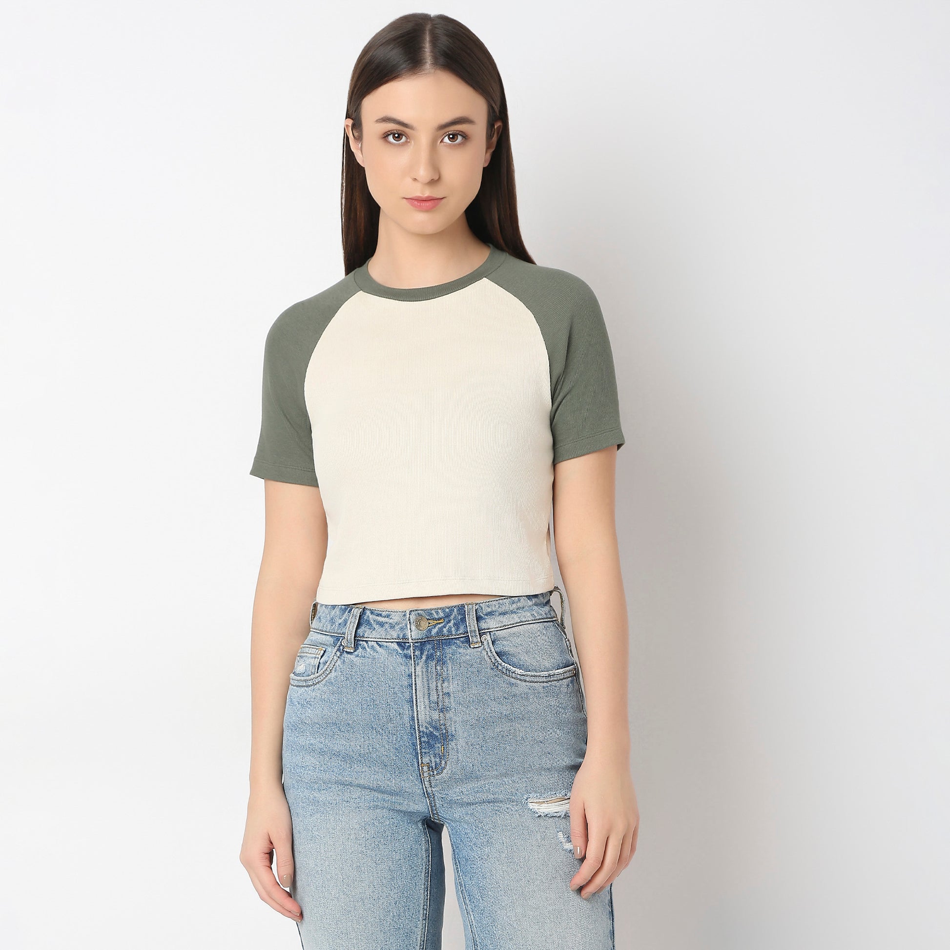 Buy Women Fitted Solid Short Sleeve T-Shirt  - Style Union