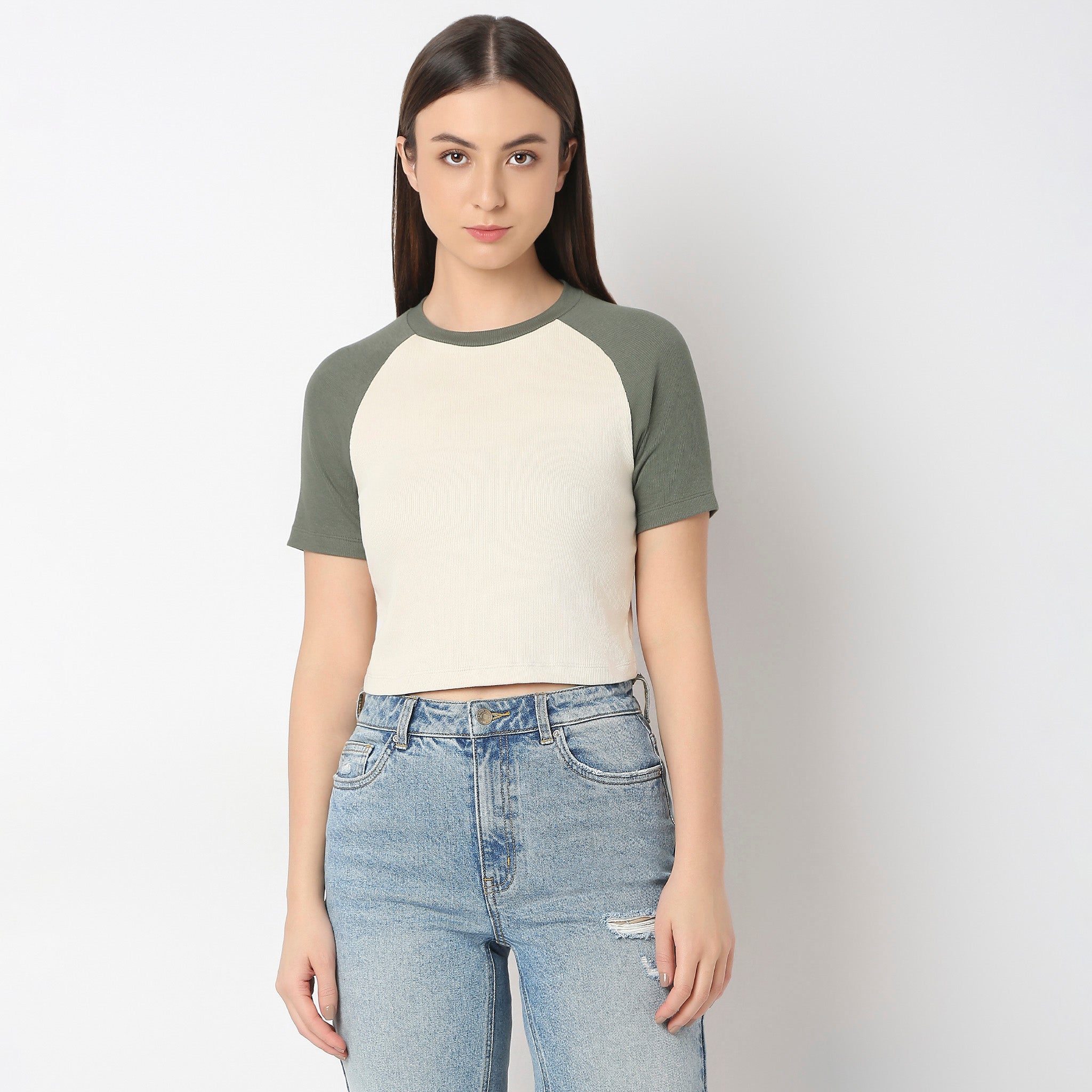 Buy Women Fitted Solid Short Sleeve T-Shirt  - Style Union