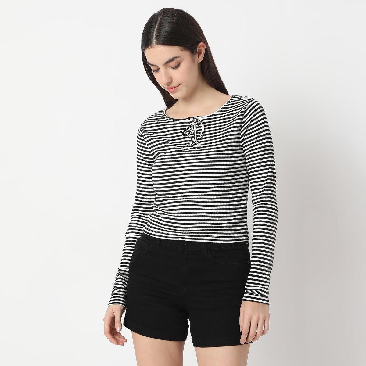 Striped Round Neck Full Sleeve T-Shirt