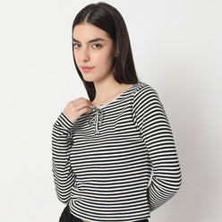 Striped Round Neck Full Sleeve T-Shirt