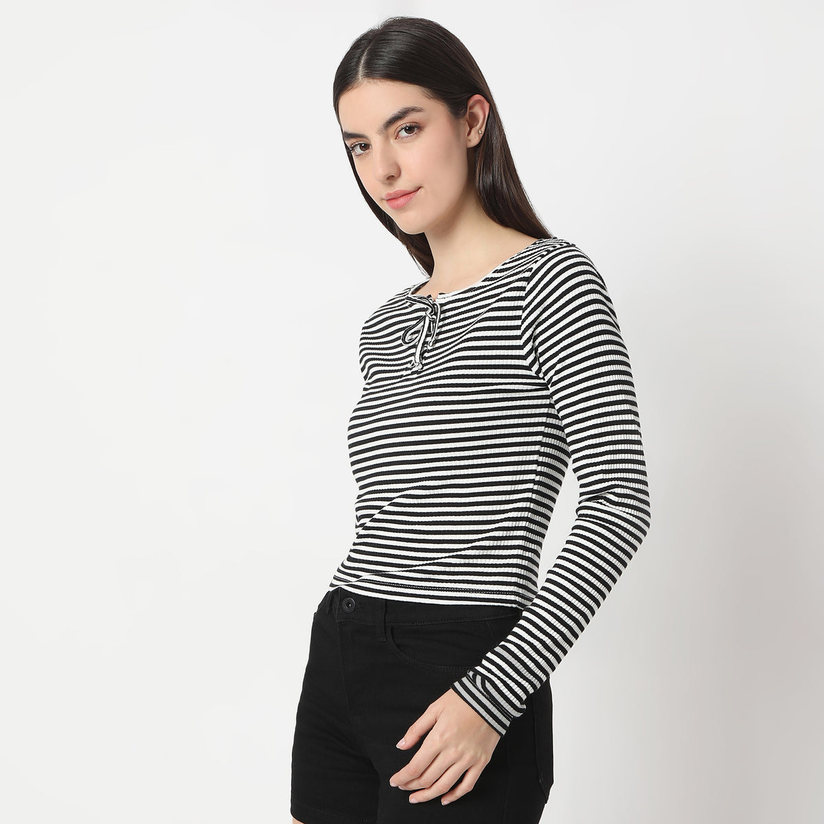 Striped Round Neck Full Sleeve T-Shirt