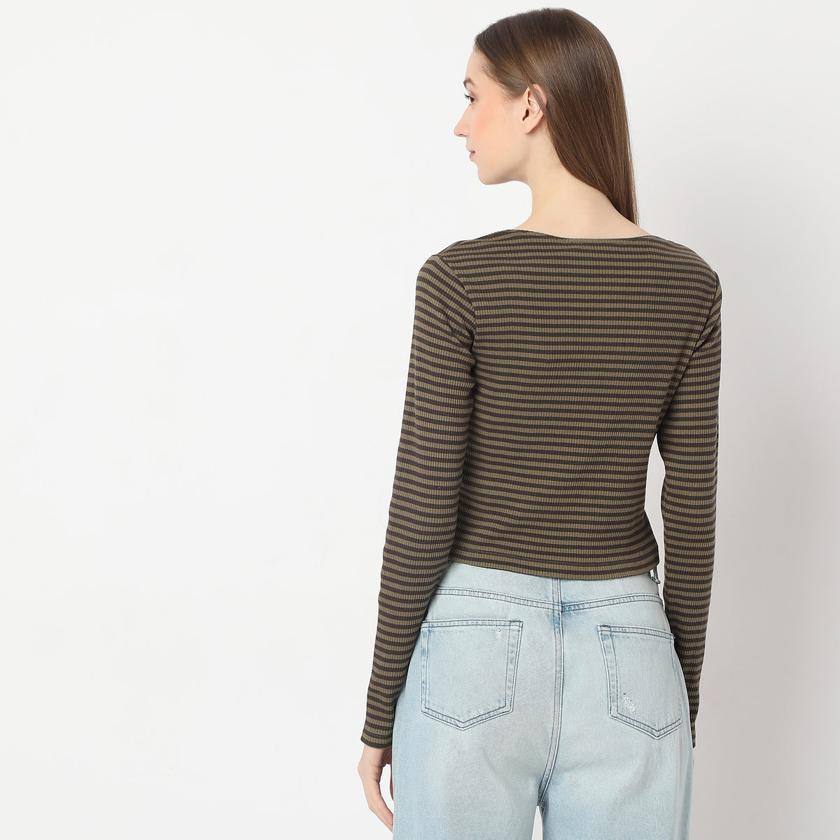 Striped Round Neck Full Sleeve T-Shirt