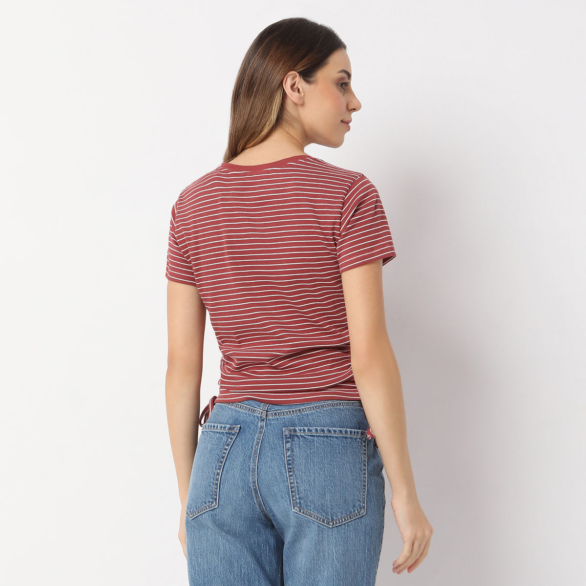 Fitted Striped Betty With Side Ruching T-Shirt