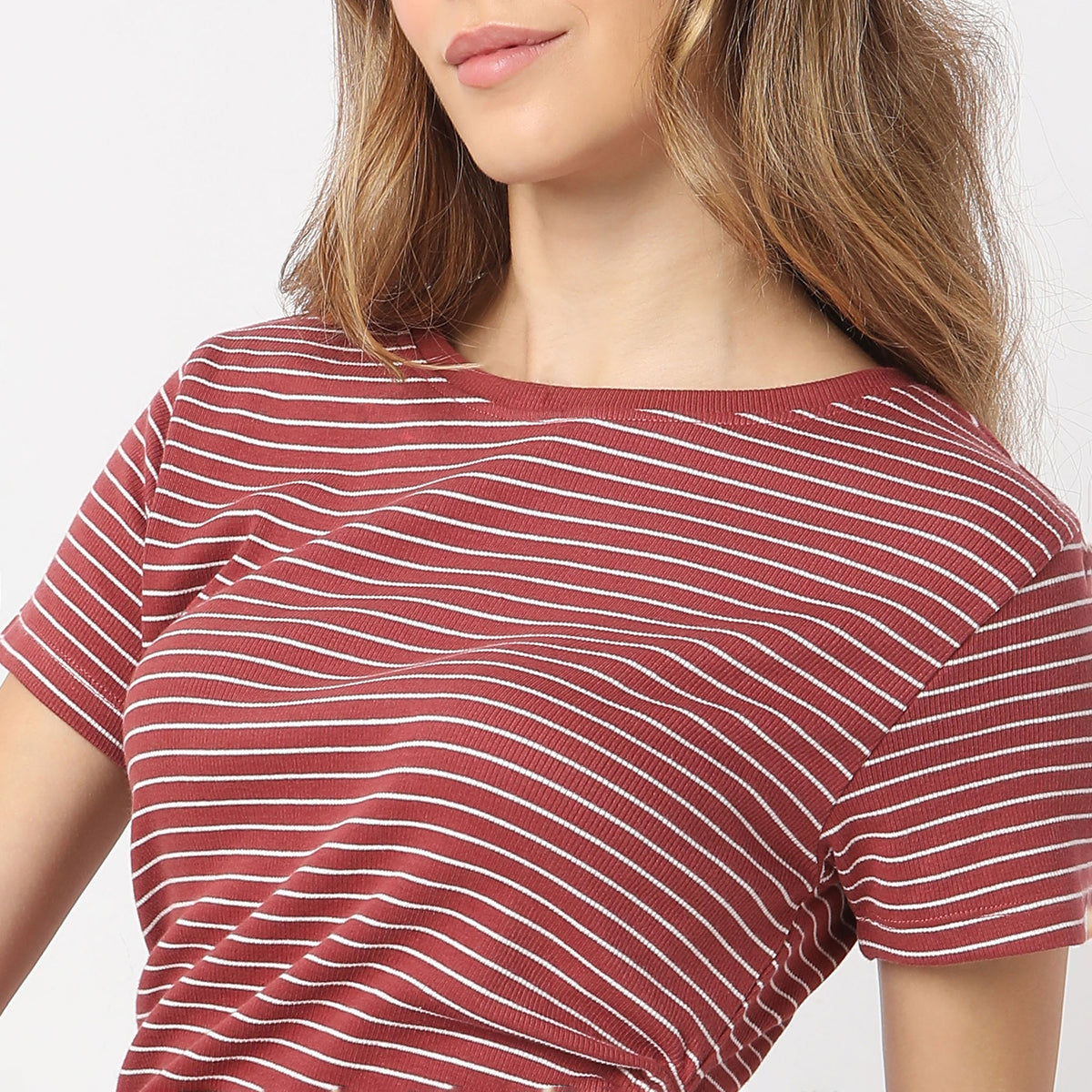 Fitted Striped Betty With Side Ruching T-Shirt